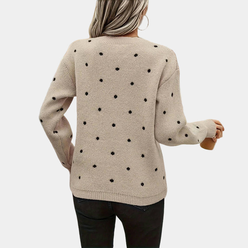 Darielle | Sophisticated Polka Dot Knit Sweater