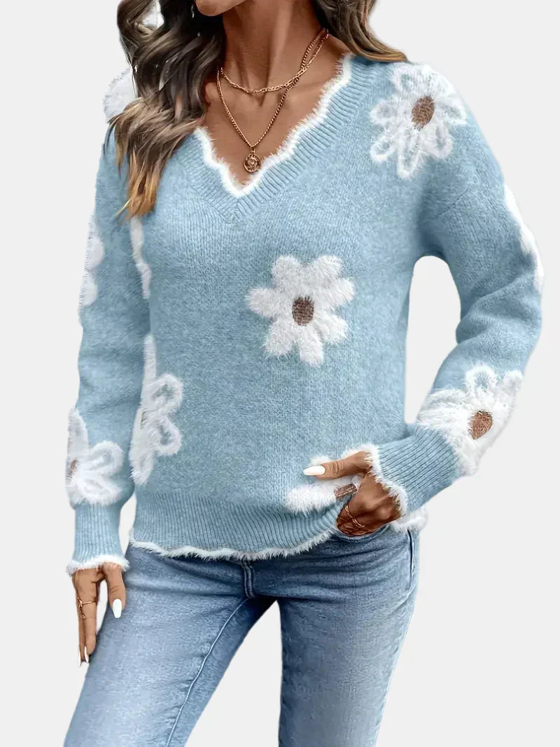 Charlotte | Floral V-Neck Timeless Sweater