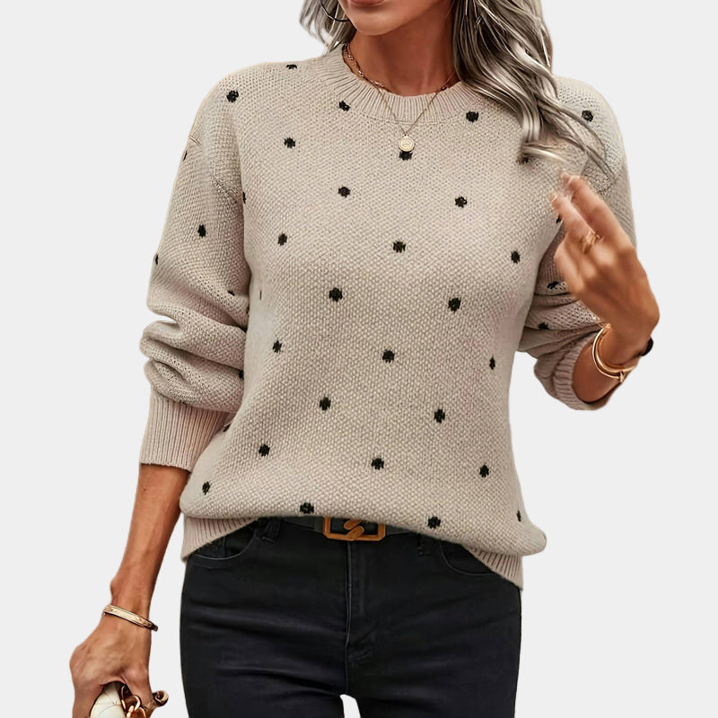 Darielle | Sophisticated Polka Dot Knit Sweater