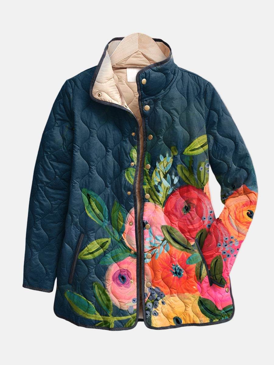 Amaya | Vintage Floral Print Quilted Jacket