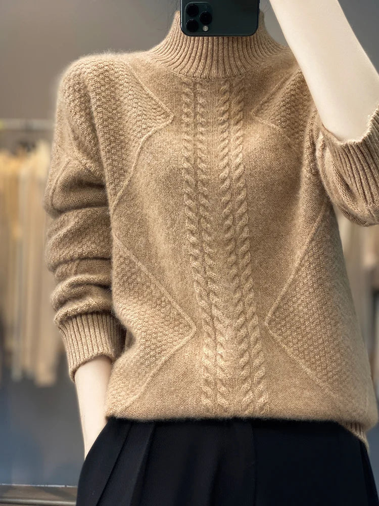 Ellis | Cashmere Turtleneck Sweater with Cables