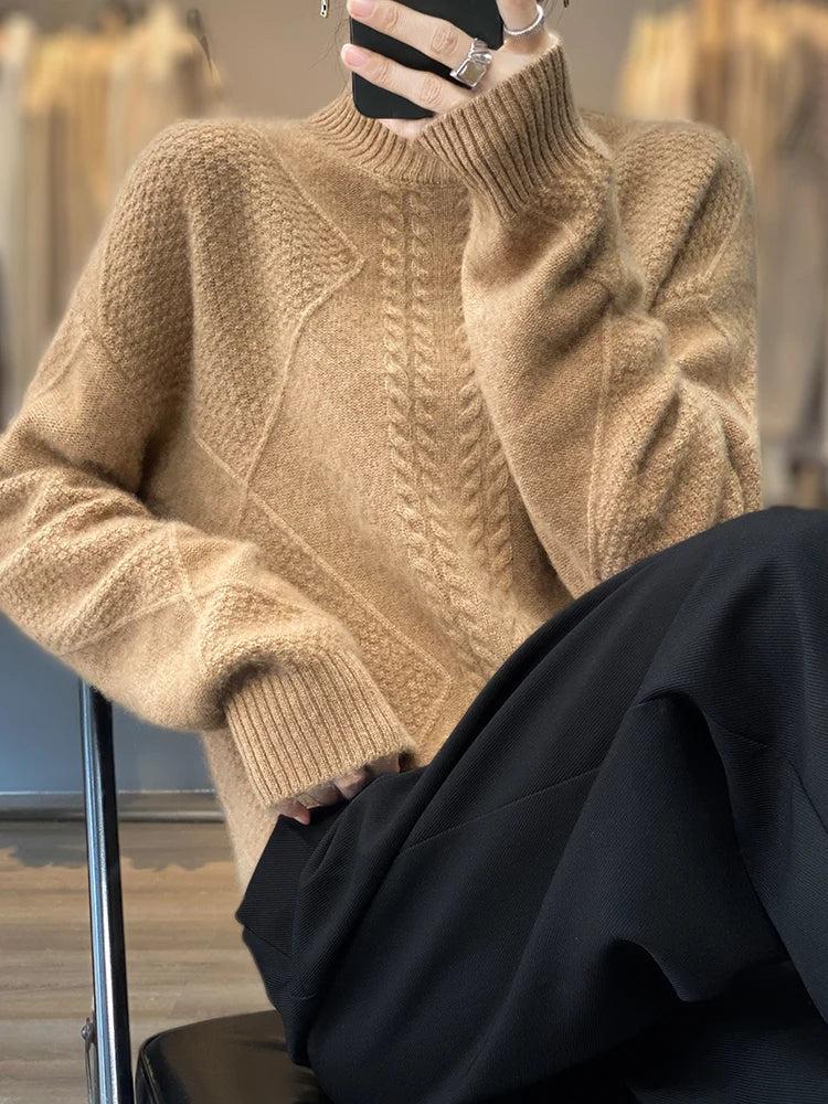 Ellis | Cashmere Turtleneck Sweater with Cables