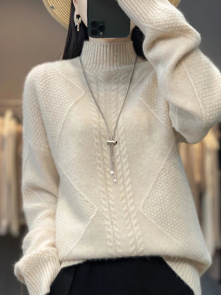Ellis | Cashmere Turtleneck Sweater with Cables