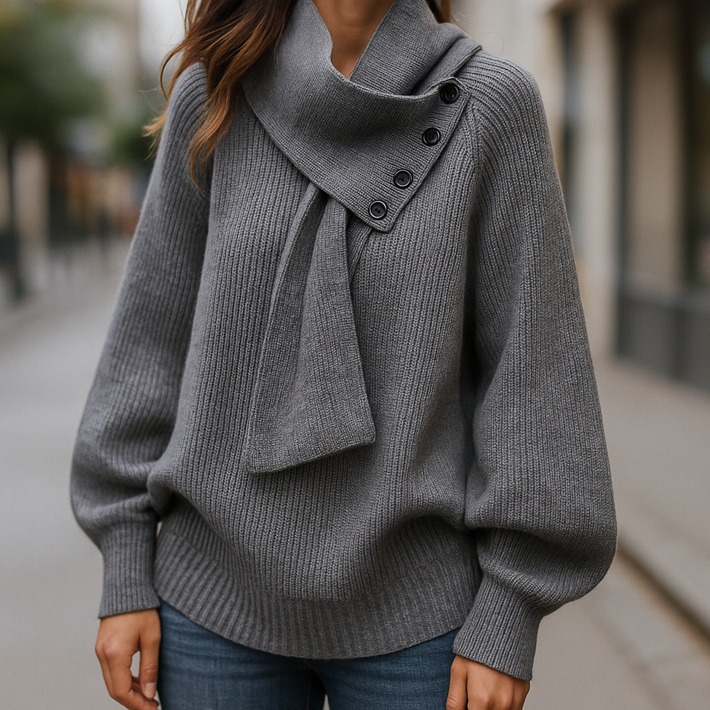 Arielle | Comfortable Scarf Collar Sweater
