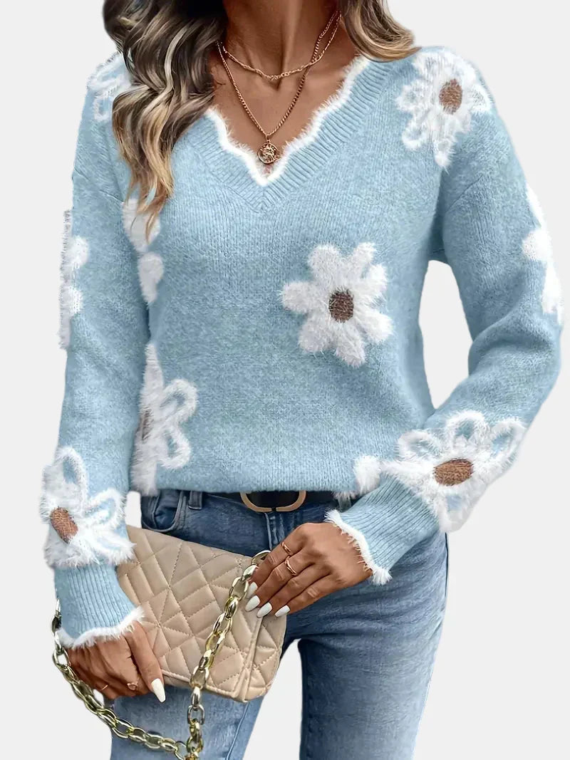 Charlotte | Floral V-Neck Timeless Sweater