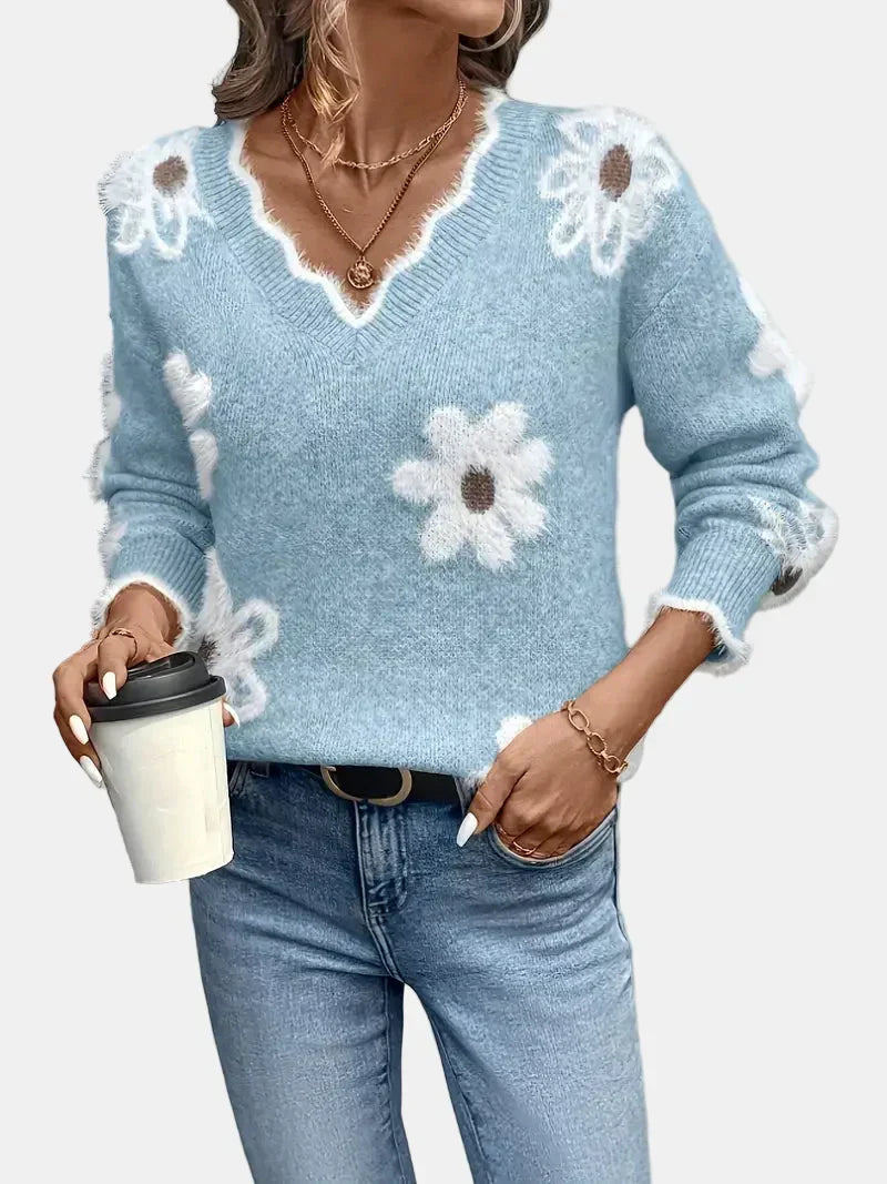 Charlotte | Floral V-Neck Timeless Sweater