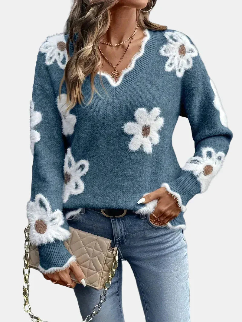Charlotte | Floral V-Neck Timeless Sweater
