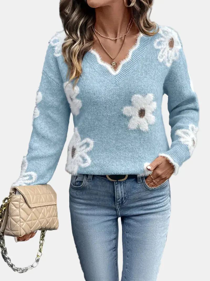 Charlotte | Floral V-Neck Timeless Sweater
