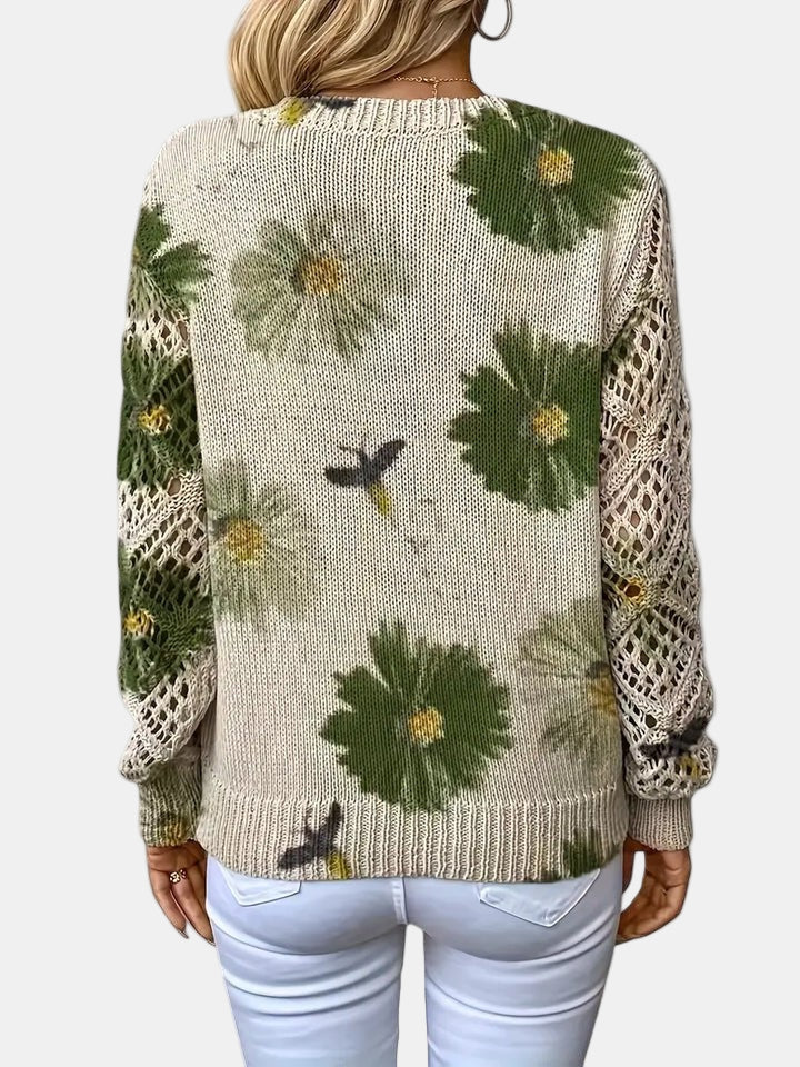Amelie | Elegant V-Neck Floral Sweater