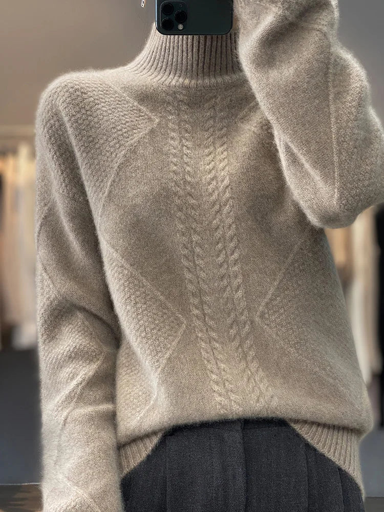 Ellis | Cashmere Turtleneck Sweater with Cables