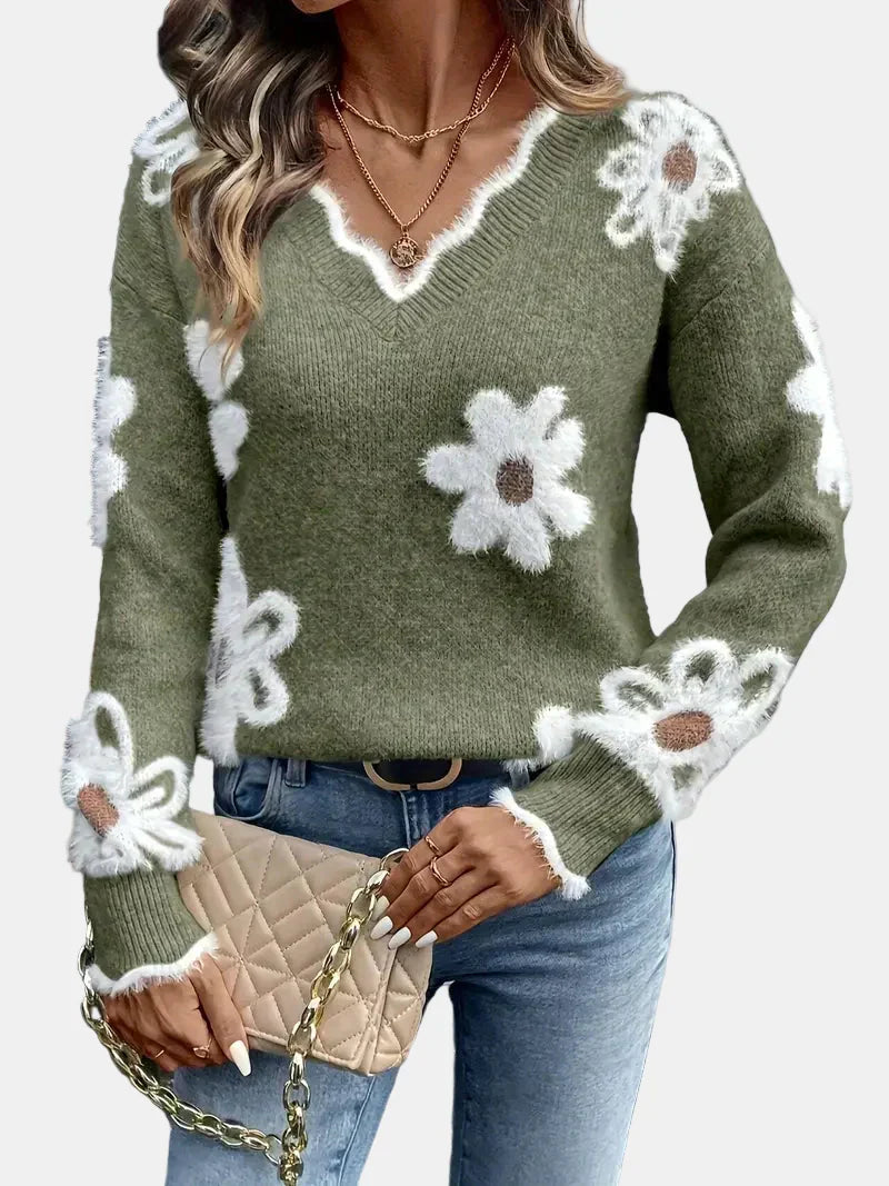 Charlotte | Floral V-Neck Timeless Sweater