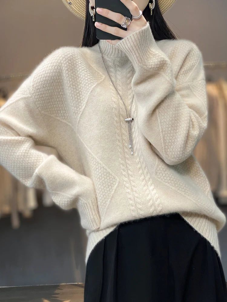 Ellis | Cashmere Turtleneck Sweater with Cables