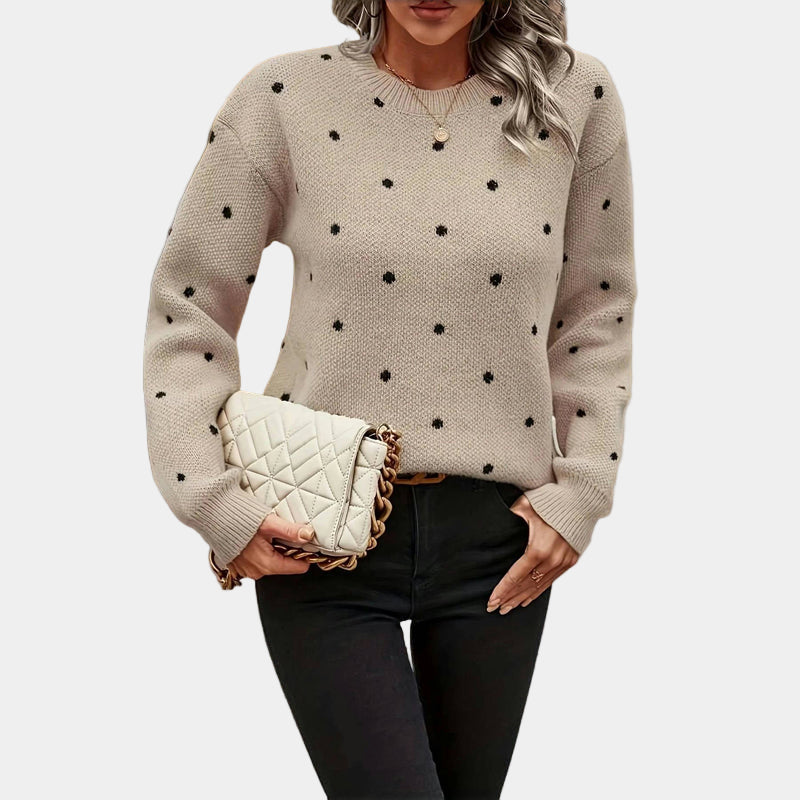 Darielle | Sophisticated Polka Dot Knit Sweater