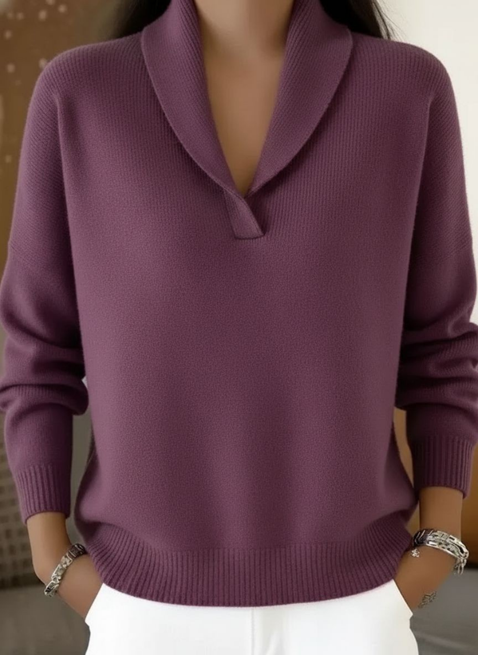 Antonine | V-Neck Sweater with Shawl Effect