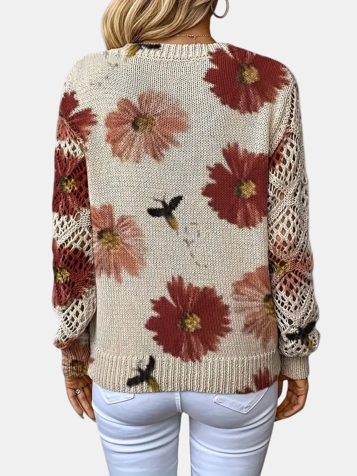 Amelie | Elegant V-Neck Floral Sweater