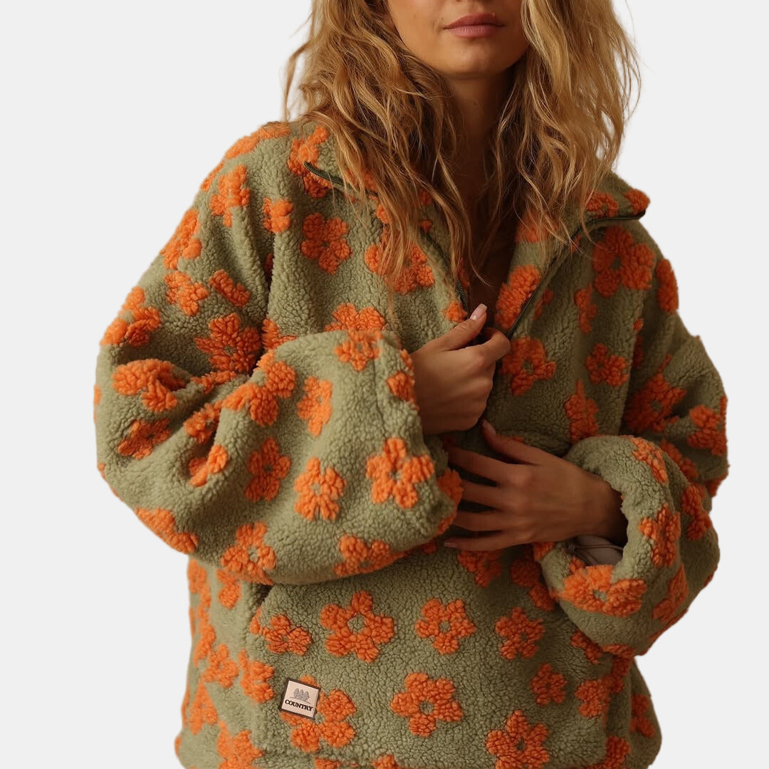 Ivy | Long Sleeve Floral Fleece Pullover