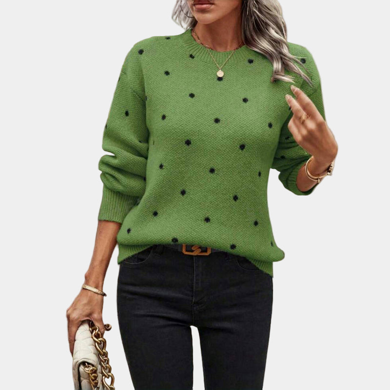 Darielle | Sophisticated Polka Dot Knit Sweater