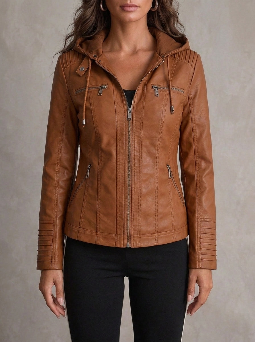 Susan | Hooded Leather-Look Jacket