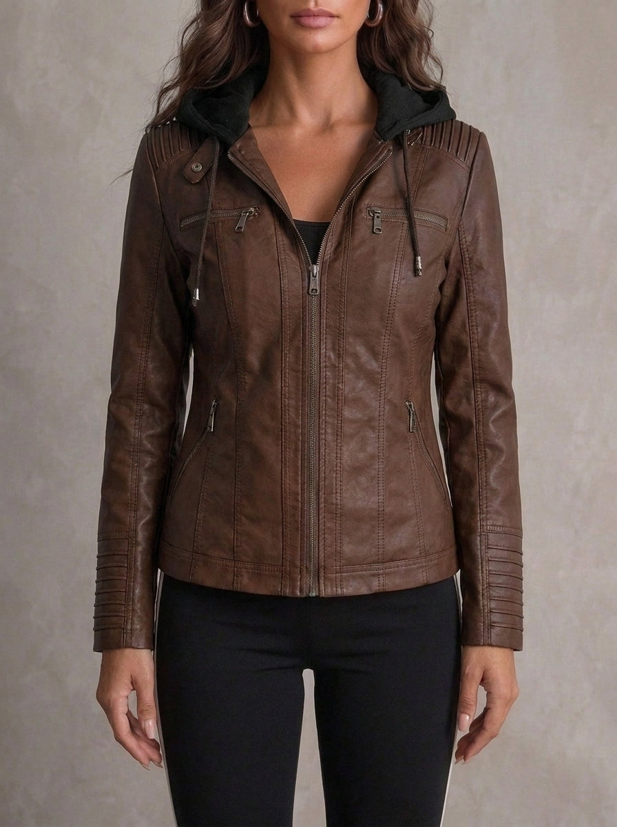 Susan | Hooded Leather-Look Jacket