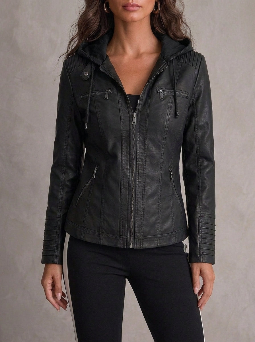 Susan | Hooded Leather-Look Jacket