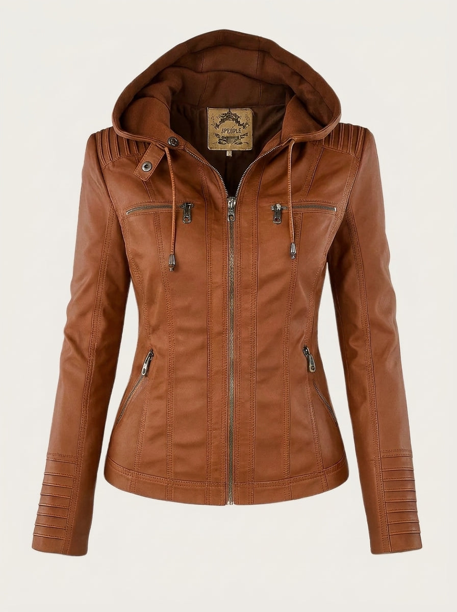 Susan | Hooded Leather-Look Jacket