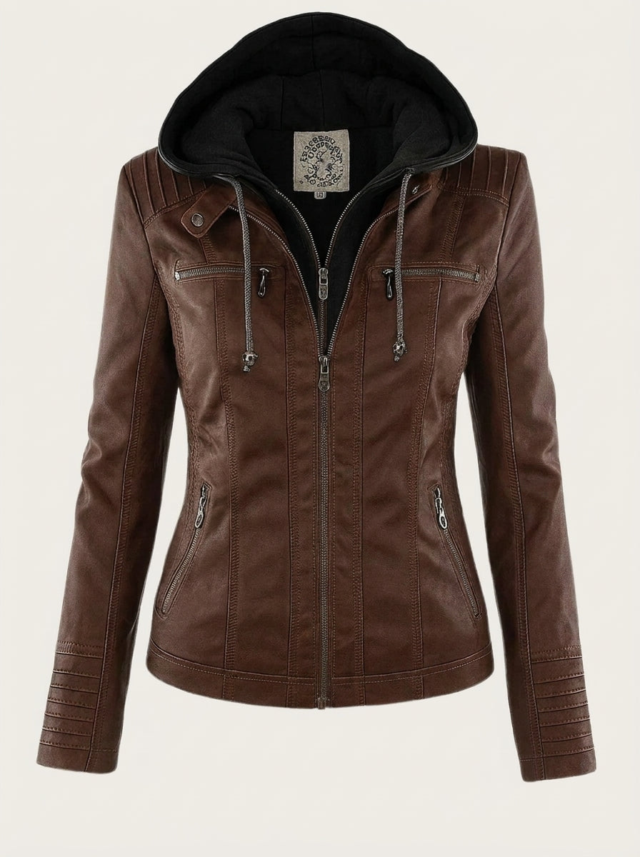 Susan | Hooded Leather-Look Jacket
