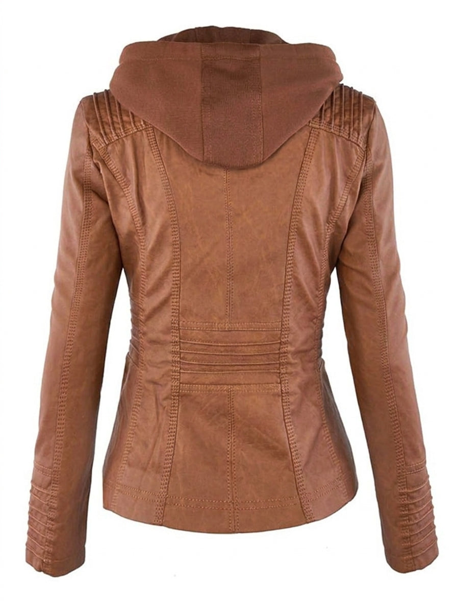 Susan | Hooded Leather-Look Jacket