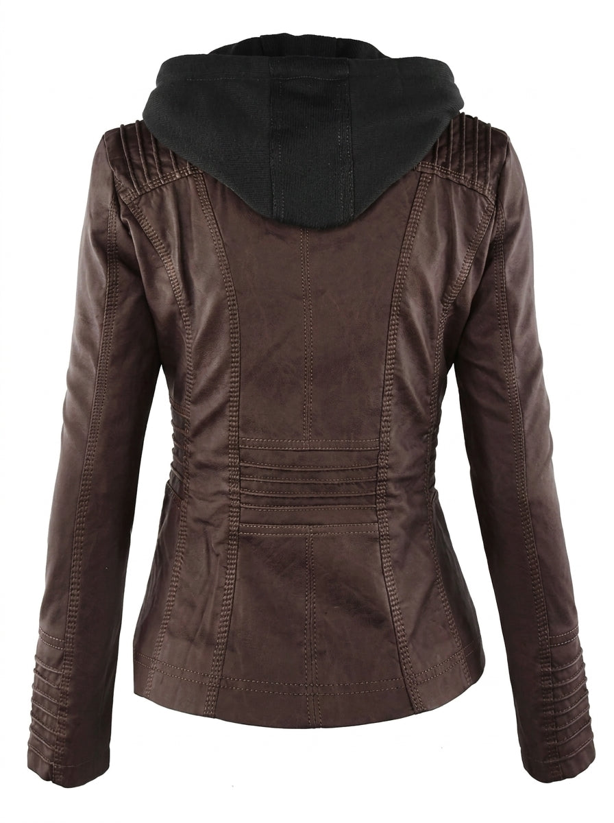 Susan | Hooded Leather-Look Jacket