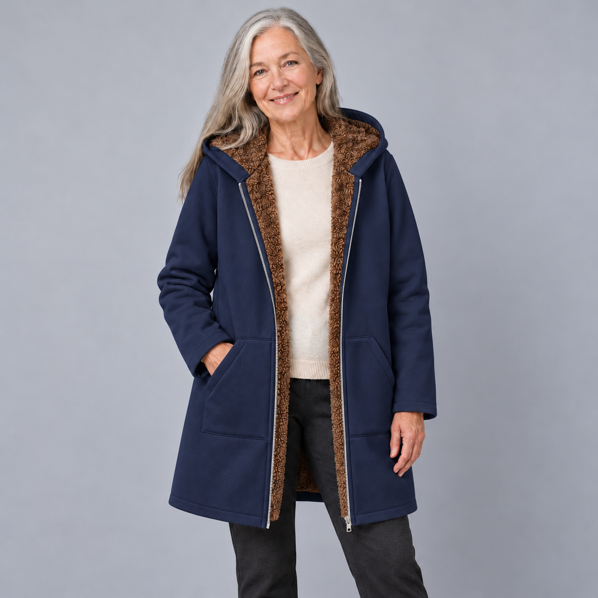 Evelyn | Cozy Lined Hooded Coat