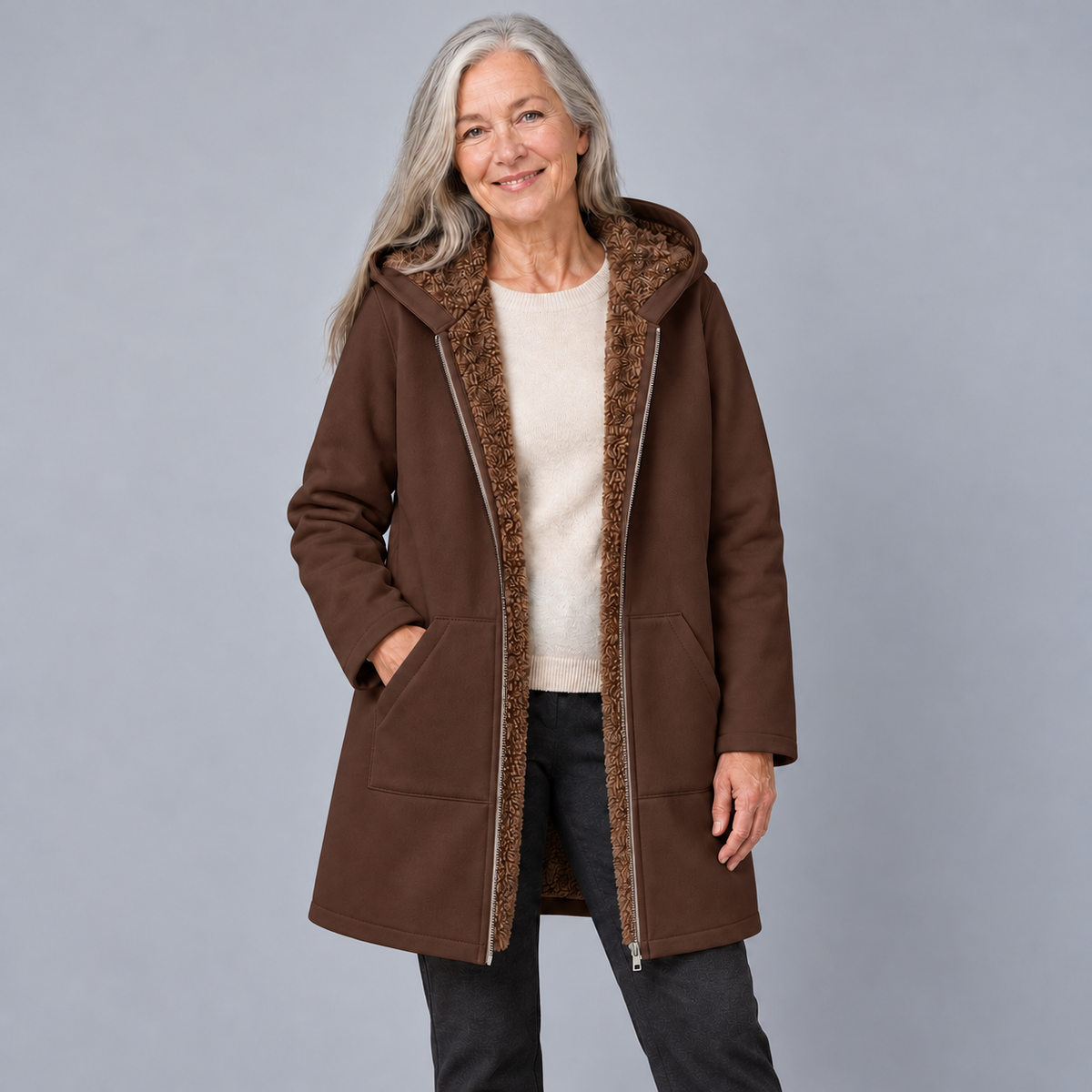 Evelyn | Cozy Lined Hooded Coat