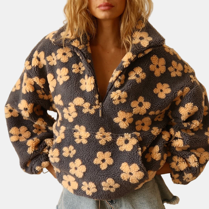 Ivy | Long Sleeve Floral Fleece Pullover