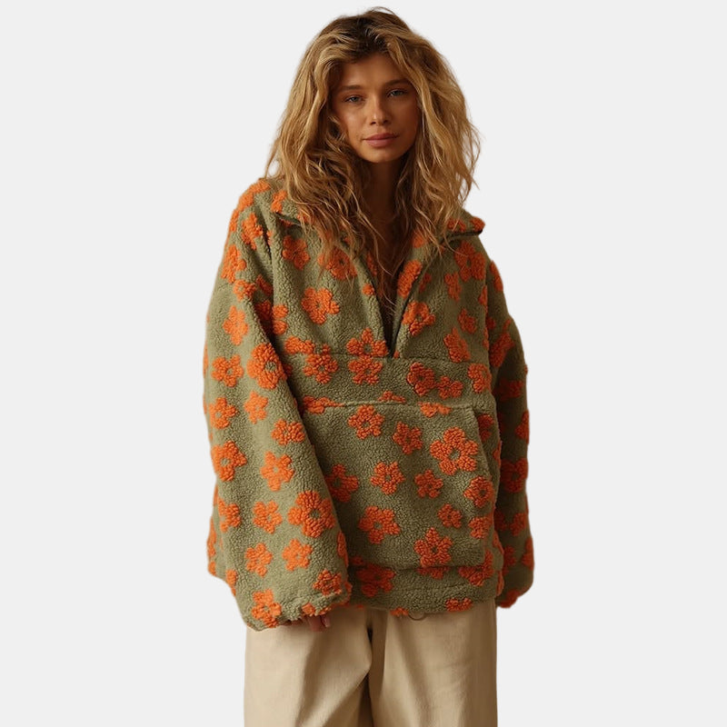 Ivy | Long Sleeve Floral Fleece Pullover