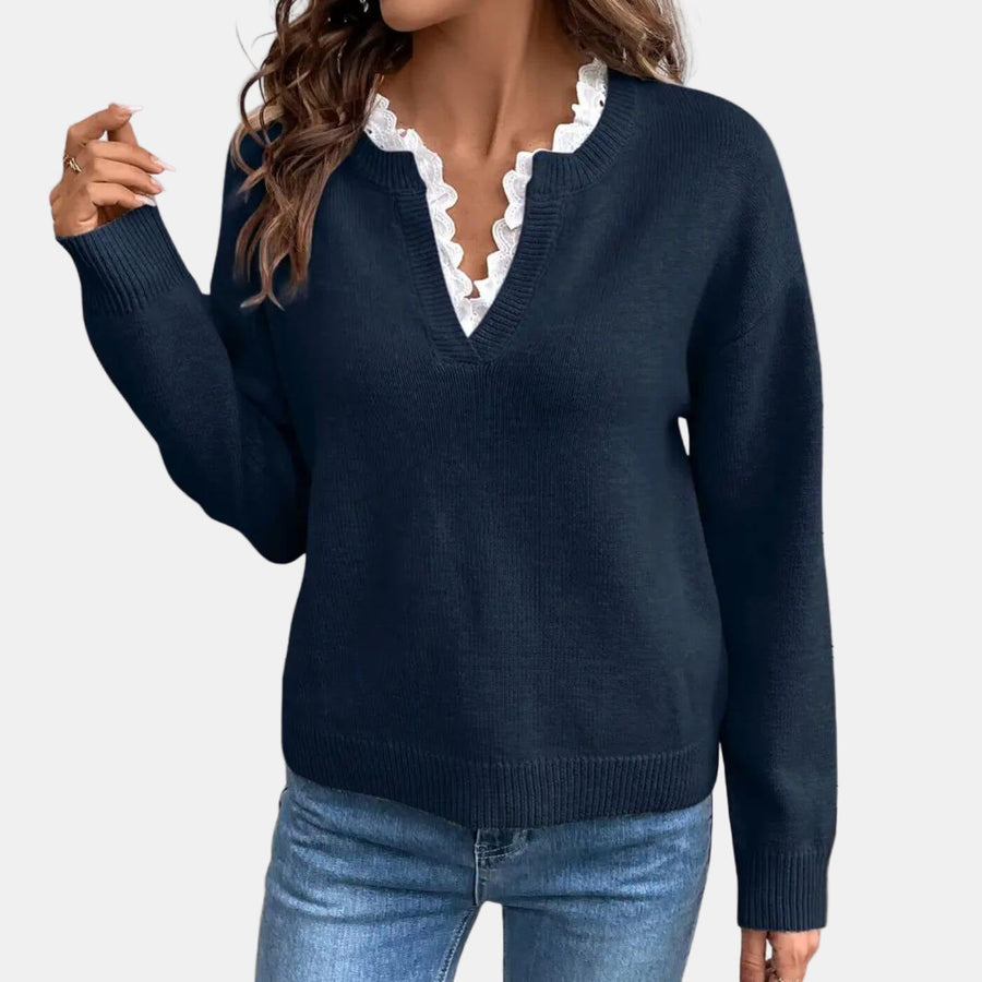 Rhea | Elegant Sweater with Lace Collar