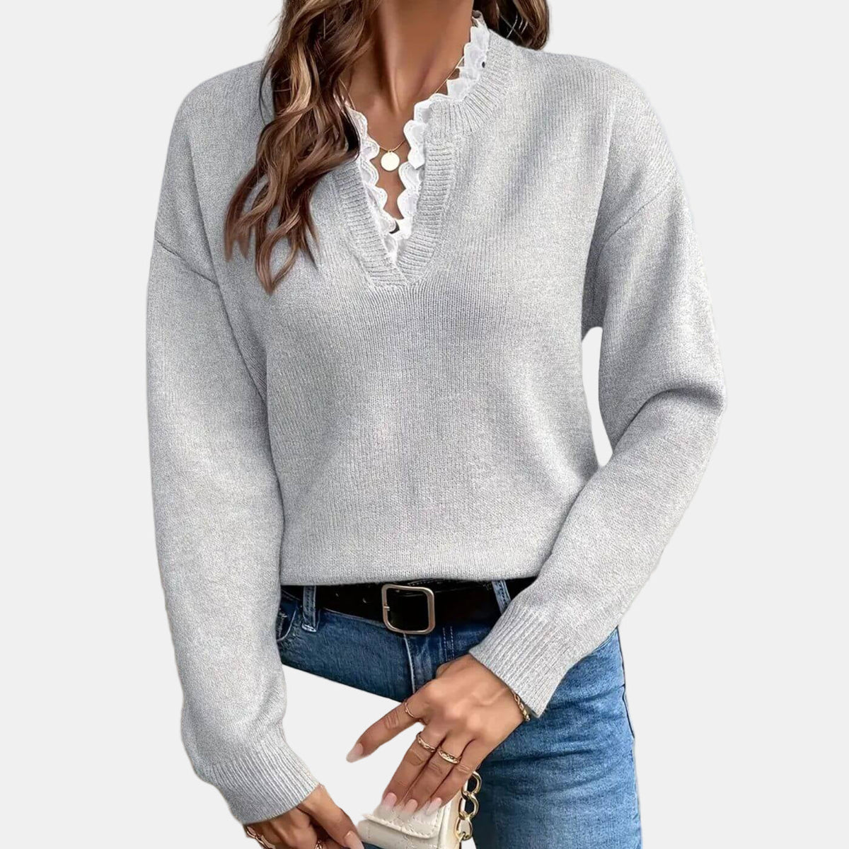 Rhea | Elegant Sweater with Lace Collar