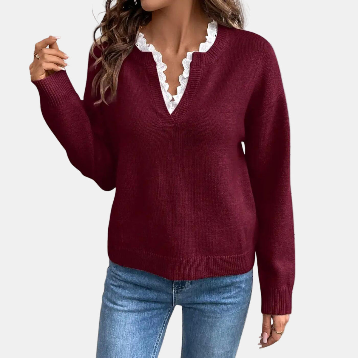 Rhea | Elegant Sweater with Lace Collar