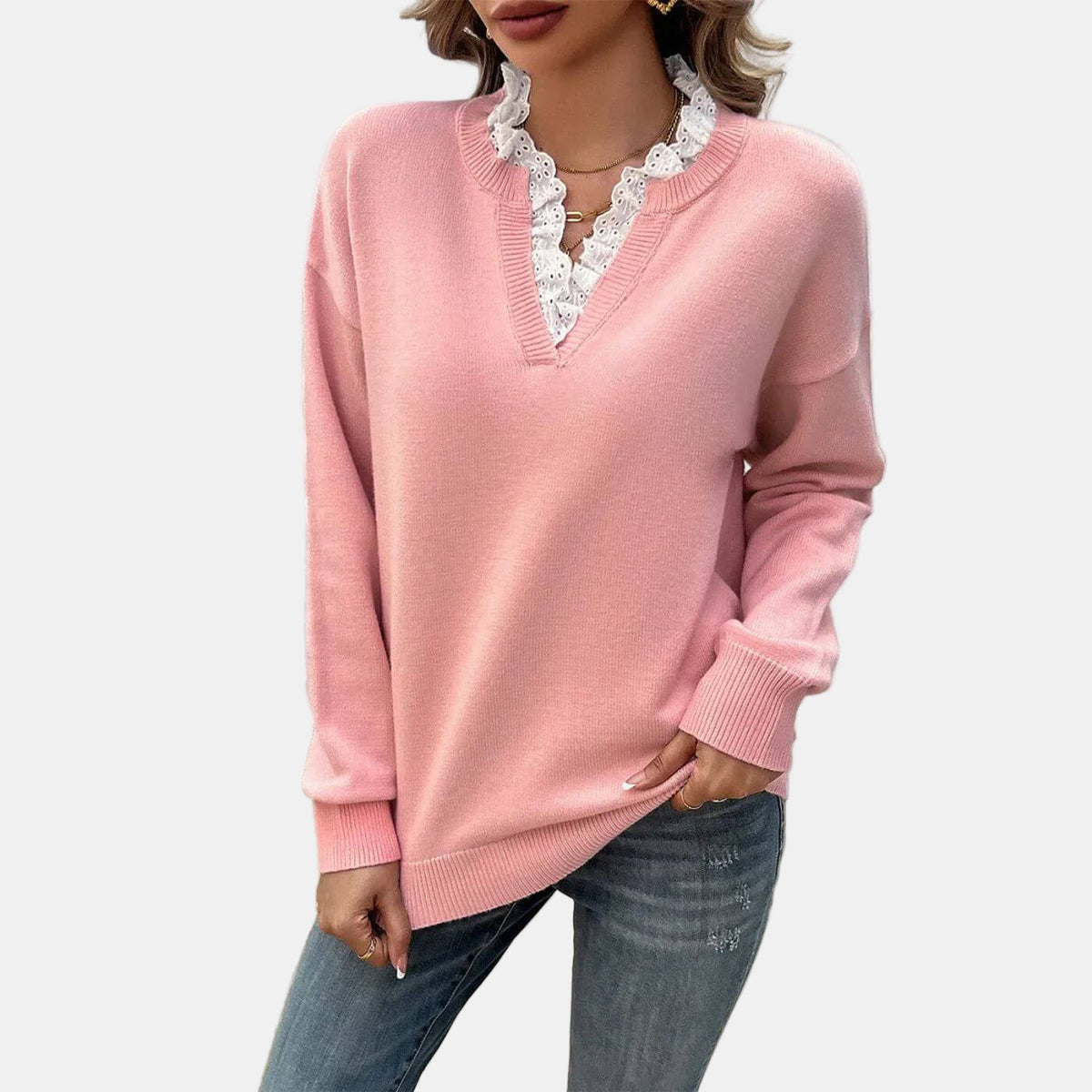 Rhea | Elegant Sweater with Lace Collar