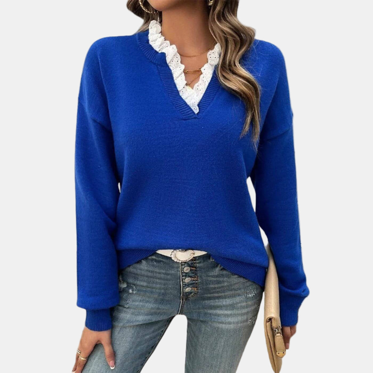 Rhea | Elegant Sweater with Lace Collar