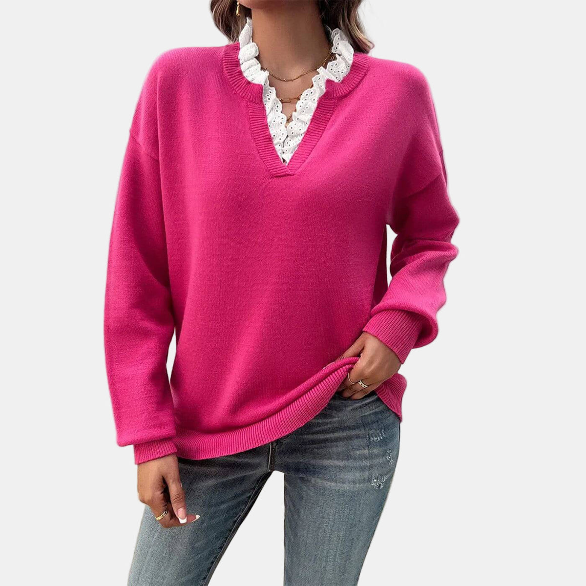 Rhea | Elegant Sweater with Lace Collar