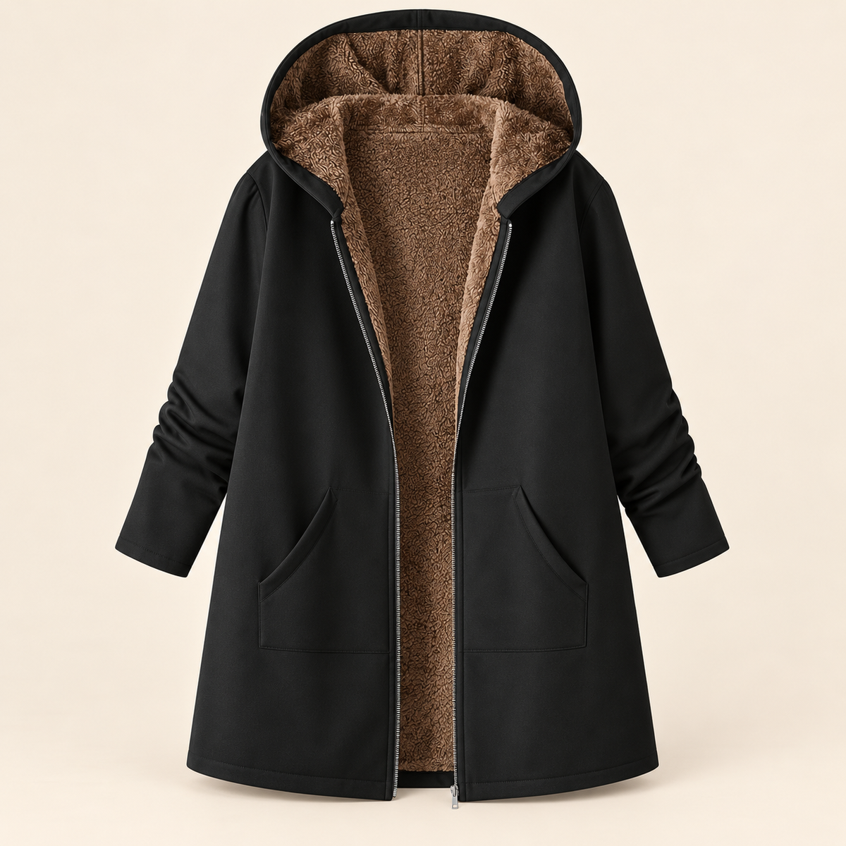 Evelyn | Cozy Lined Hooded Coat
