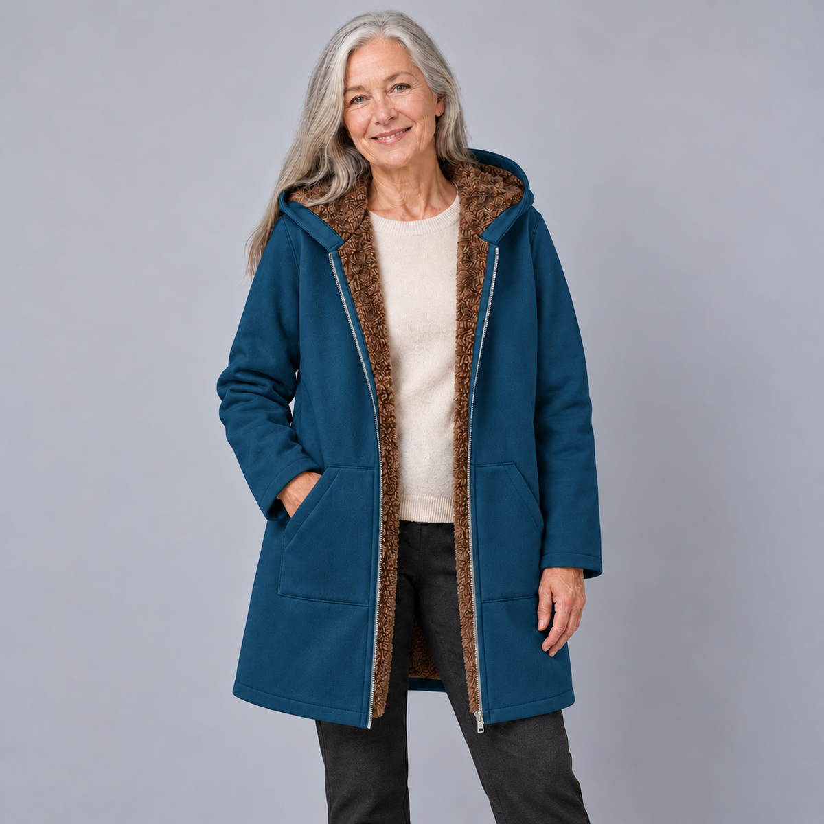 Evelyn | Cozy Lined Hooded Coat