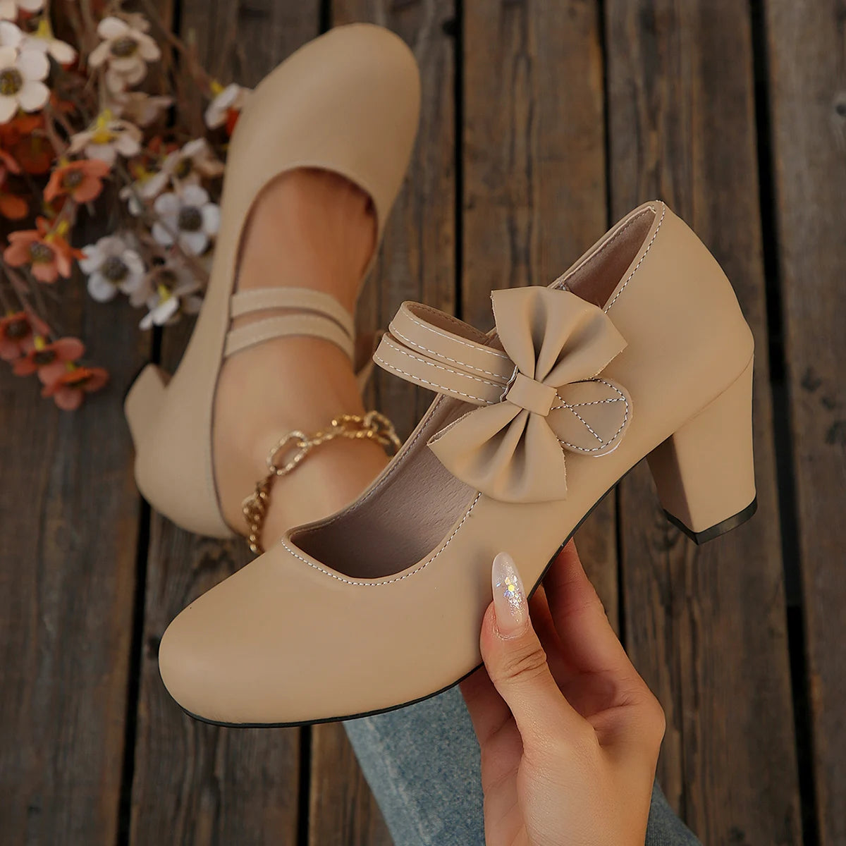 Vivienne | Bow Detail Mary Jane Heels