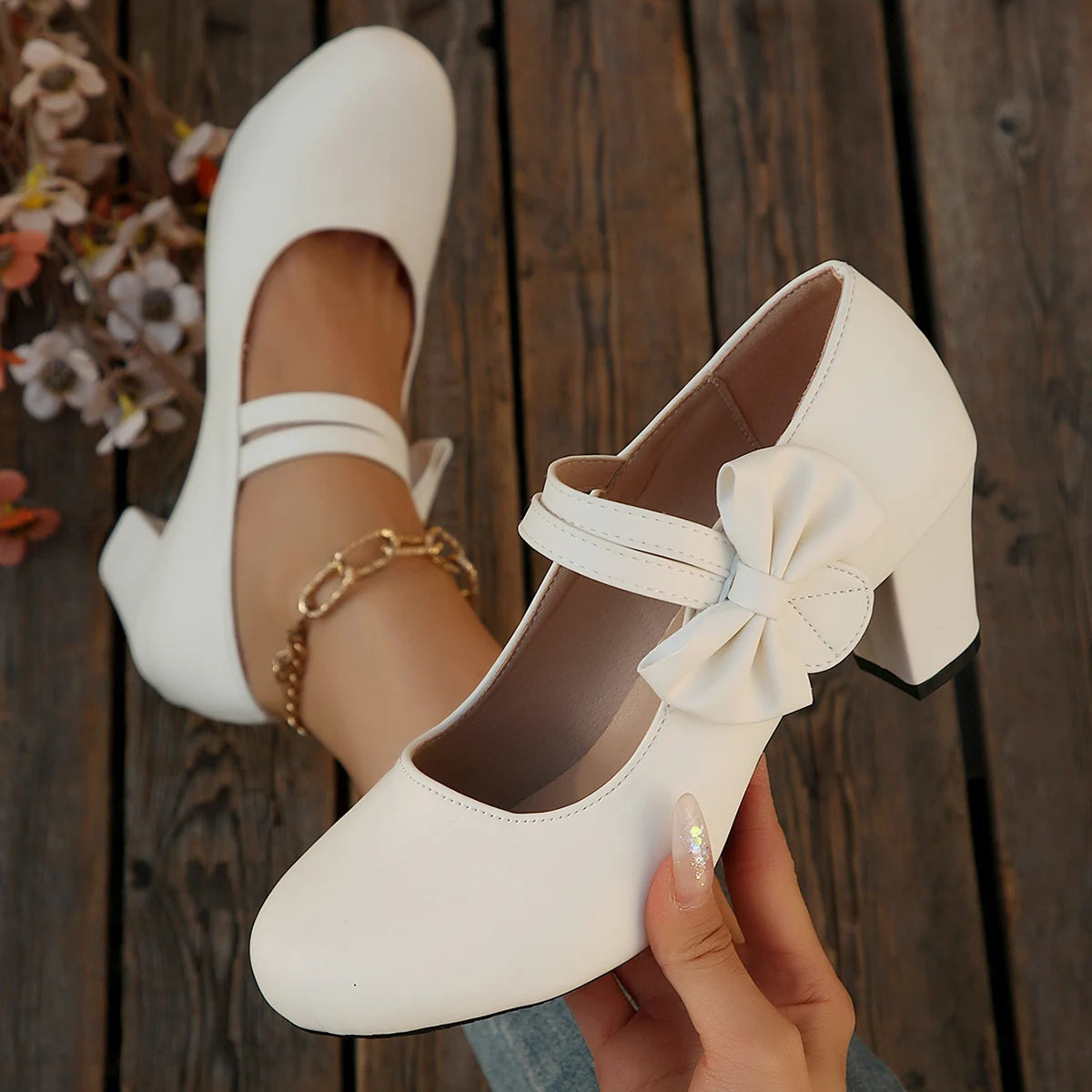 Vivienne | Bow Detail Mary Jane Heels