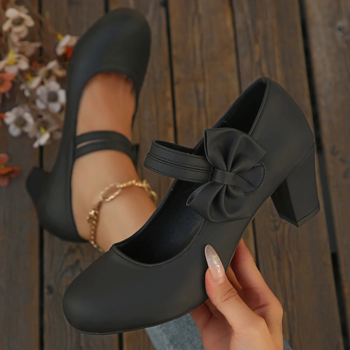 Vivienne | Bow Detail Mary Jane Heels