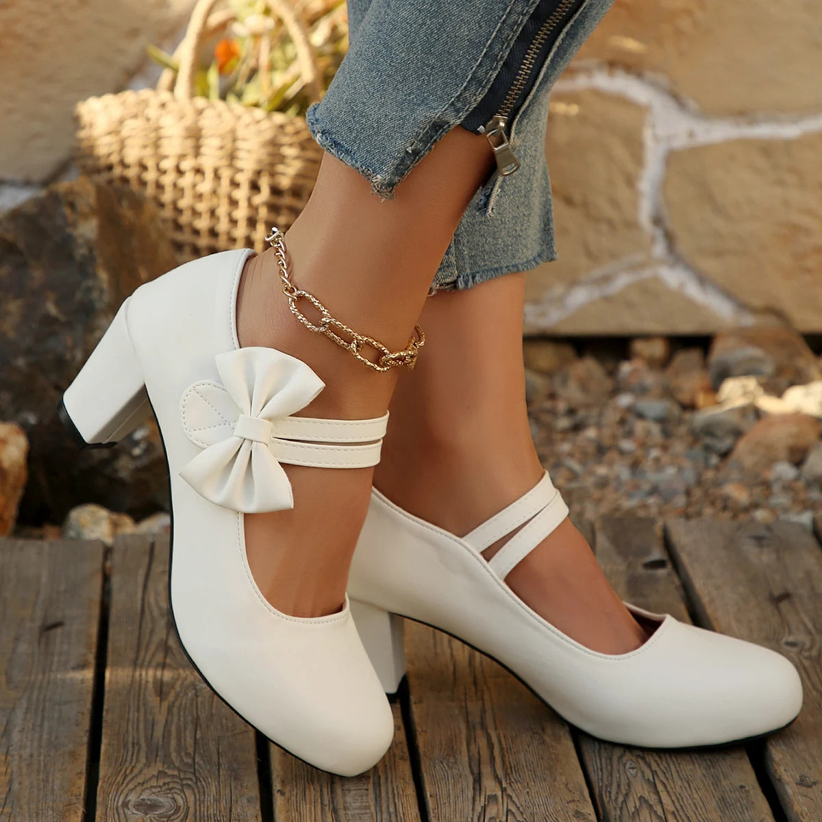 Vivienne | Bow Detail Mary Jane Heels