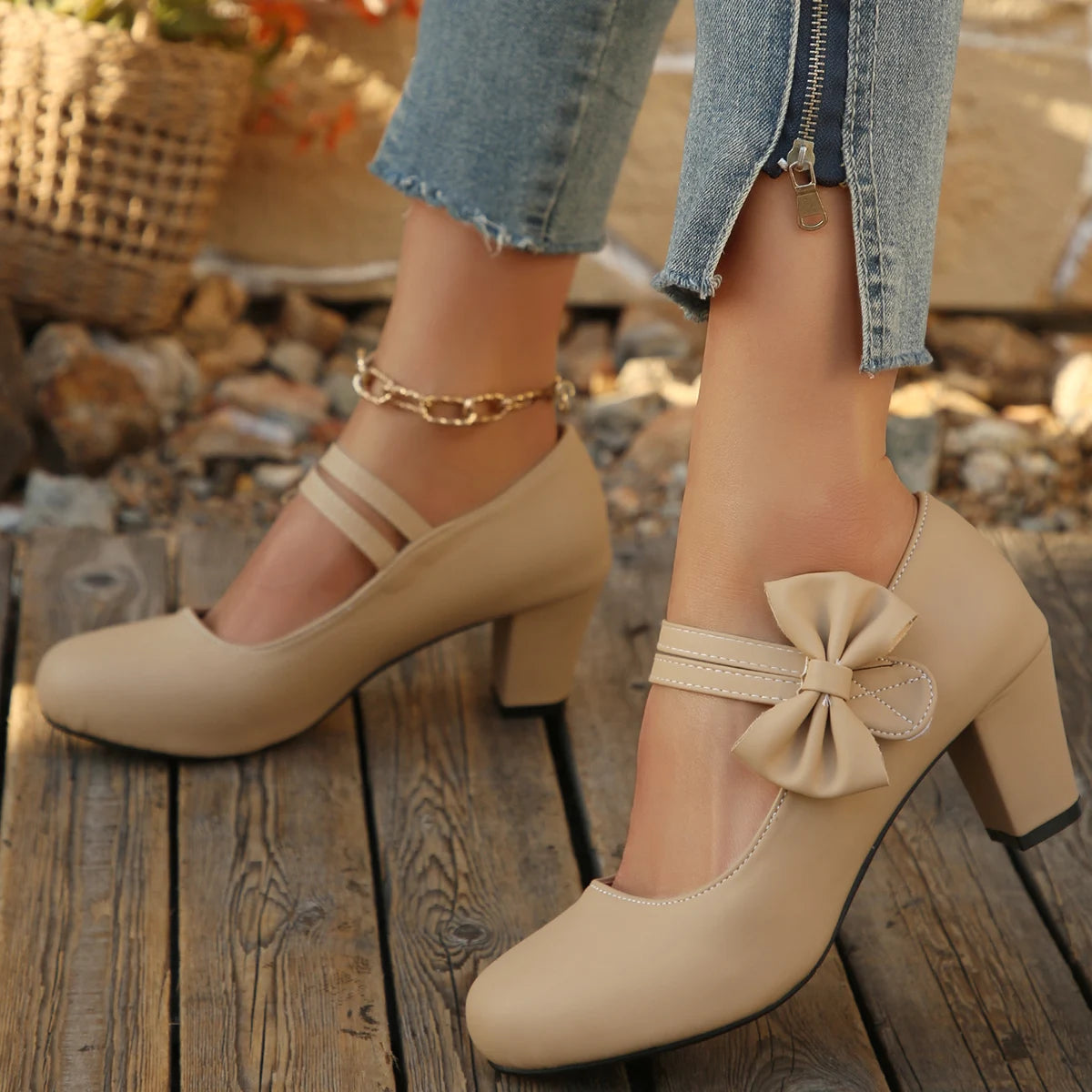Vivienne | Bow Detail Mary Jane Heels