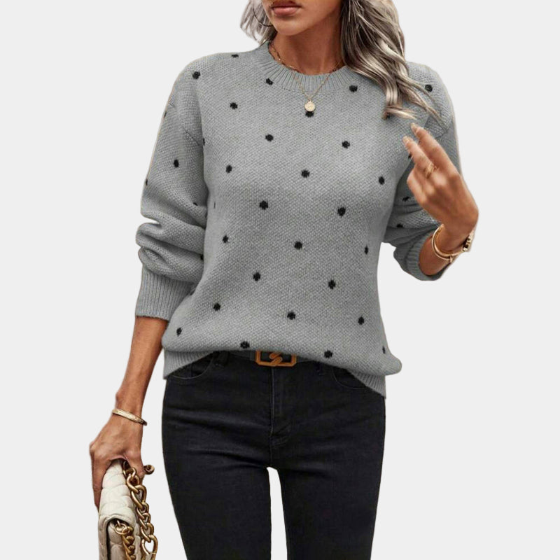 Darielle | Sophisticated Polka Dot Knit Sweater