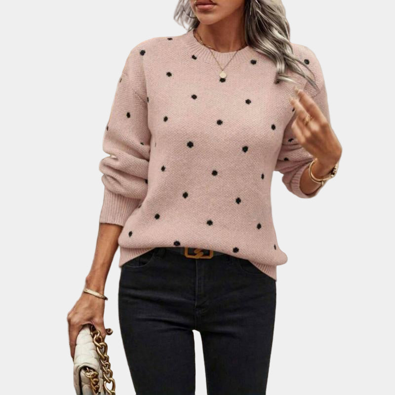 Darielle | Sophisticated Polka Dot Knit Sweater
