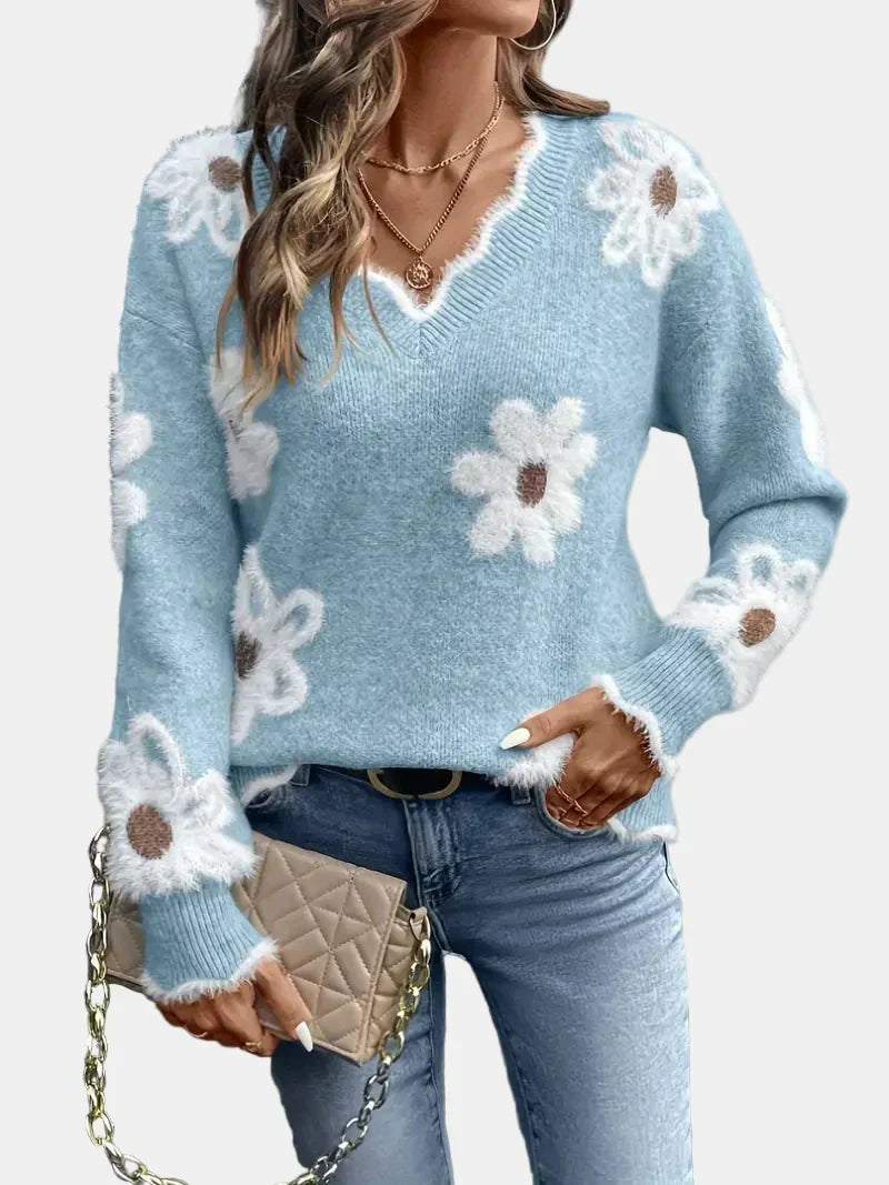 Charlotte | Floral V-Neck Timeless Sweater