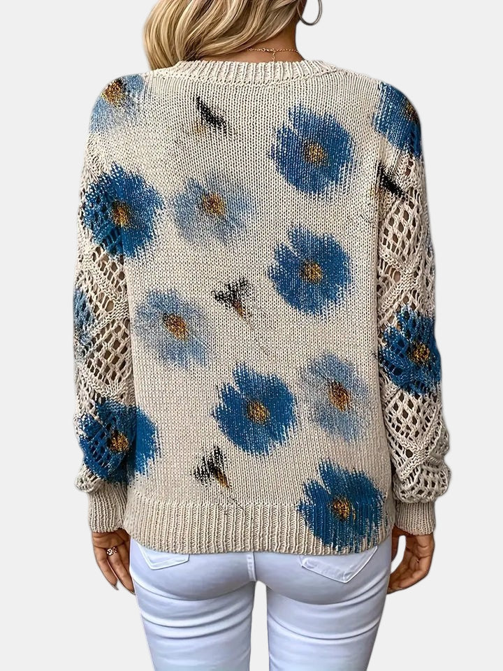 Amelie | Elegant V-Neck Floral Sweater