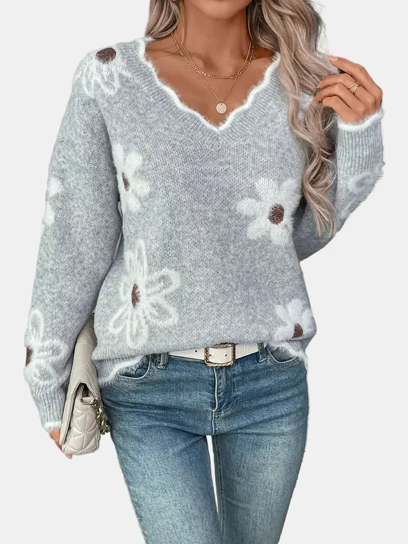Charlotte | Floral V-Neck Timeless Sweater